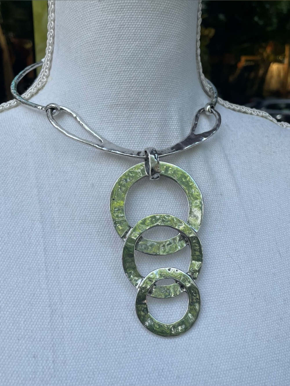 Vintage y2k Silver Abstract Architectural Choker Necklace